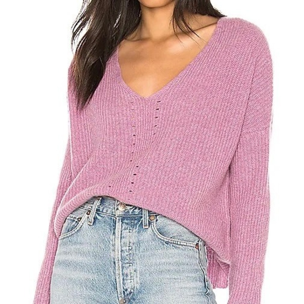 One Grey Day Women's 100% Cashmere Paxton Pullover, Irish, V-Neck, Sz S, Light